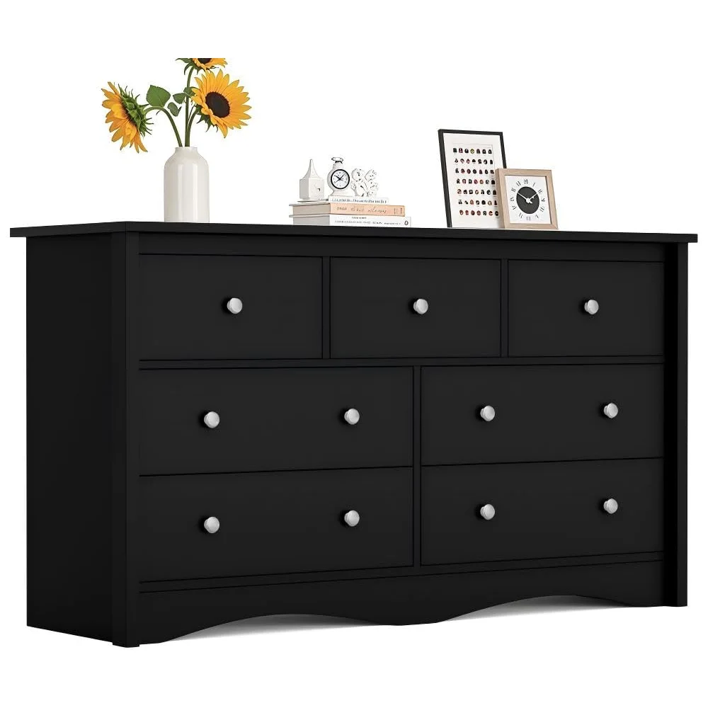 Furmax Black 7-Drawer Chest, Black, 15.6"D x 47.2"W x 30.8"H (7 Drawers), product photo
