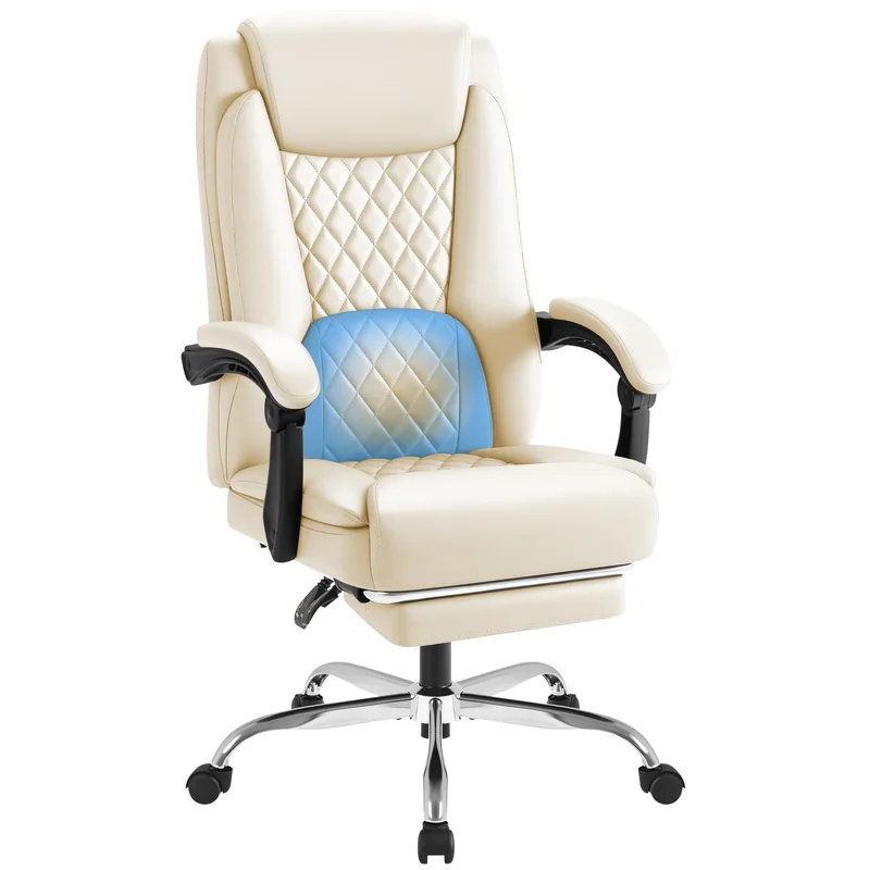 Furmax Office Chair with Footrest, Beige, product photo