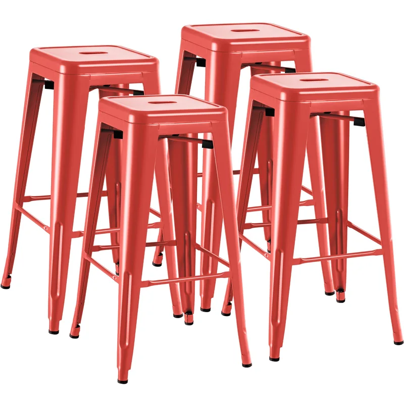 Furmax Metal Bar Stools 30 in, Red, 30'' Backless, product photo