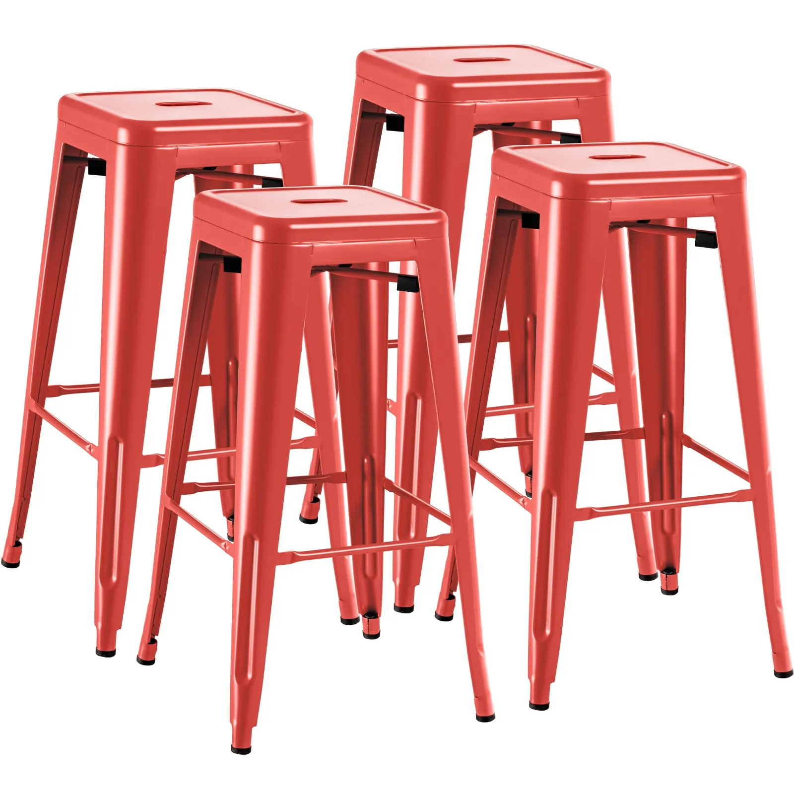 Furmax Metal Bar Stools 30 in, Red, 30'' Backless, product photo