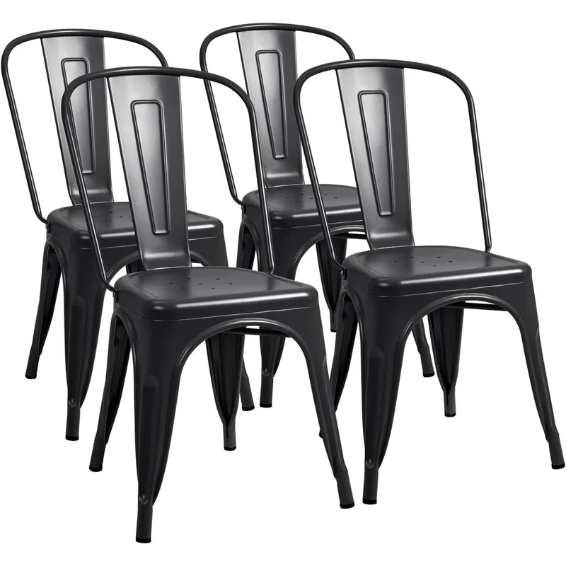 Furmax Metal Dining Chairs, Black, product photo