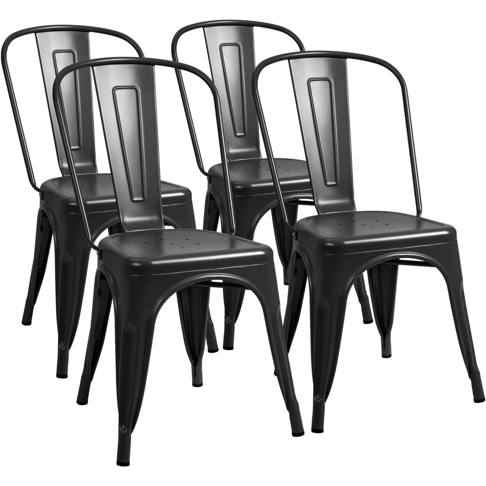 Furmax Metal Dining Chairs, Black, product photo