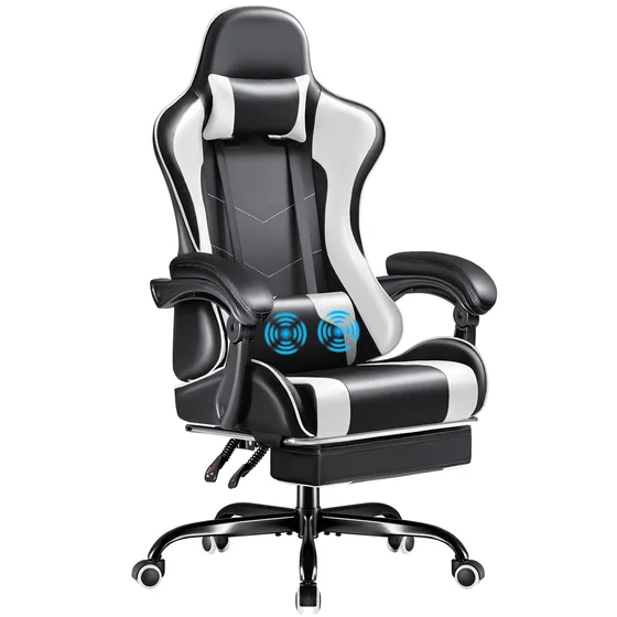 Gaming Chair with Footrest and Massage