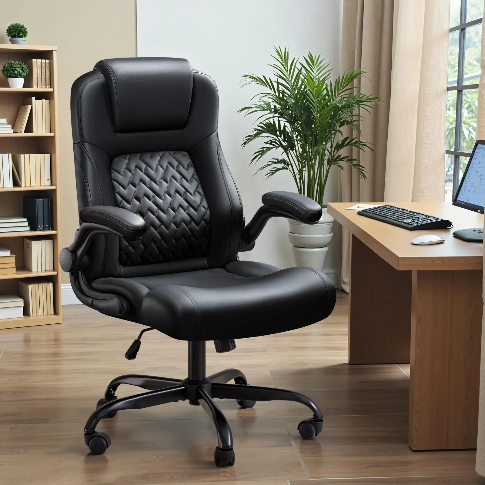 Furmax Big and Tall Chair 500 lb, Black, in a room