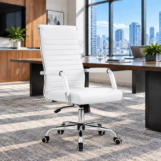 Furmax Ribbed High-Back Chair, White, photo 4