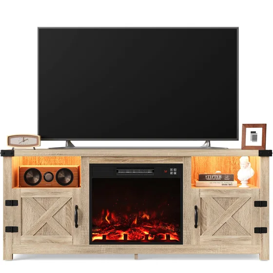 Farmhouse Fireplace TV Stand, up to 65 in