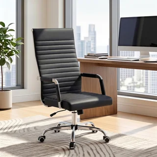 Furmax Ribbed High-Back Chair, Black, photo 4